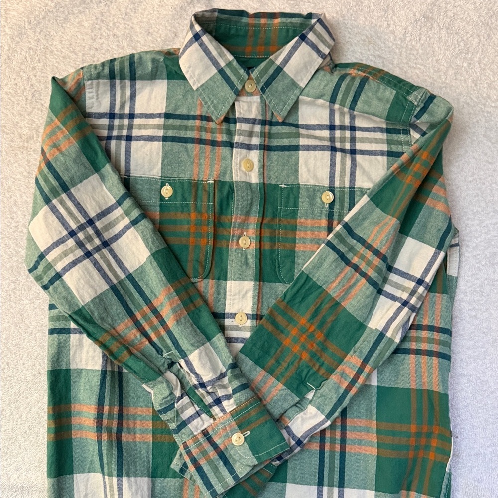 GAP Kids Plaid Button Down Shirt Hunter Palisade New Algae Green Preppy Classic